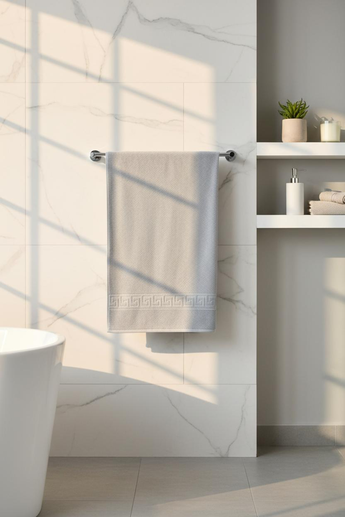 Anılsan Greek Gri El Havlusu - 50x90 Cm, 225 Gr, %100 Pamuk, Spa Ve Otel Havlusu - Görsel 2