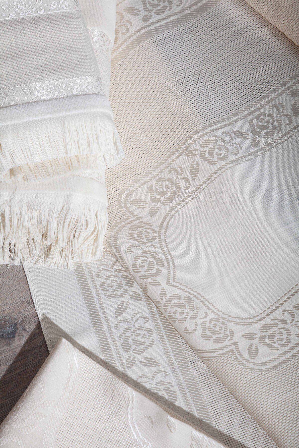 sarra 4'lü Saçaklı Etamin Bohça Seti - Kapiçino - Görsel 3