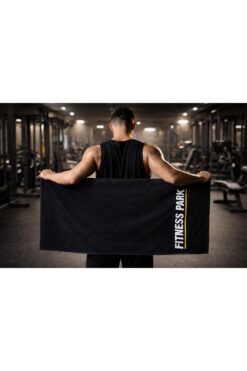 maicotton Fitness Sporcu Havlusu Siyah %100 Pamuk Ter Emici Antreman Gym Spor Havlusu 50 x 90 - 1 Adet