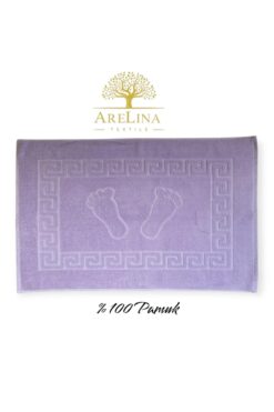 OYT TEKSTİL Ayak Havlusu, Jakarlı Ayak Desenli Havlu , Ayak Paspası Lila Pamuk 50x70 Cm