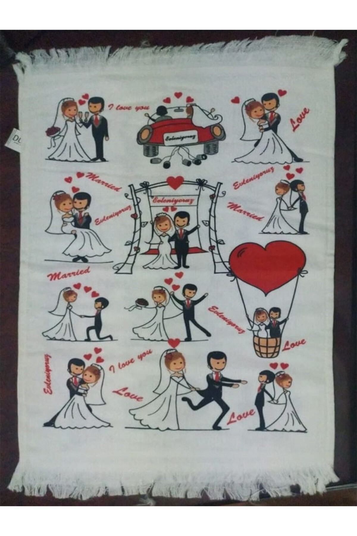 EVRİZON 40x60 Baskılı Düğün Temalı Havlu 2 Li - Görsel 3