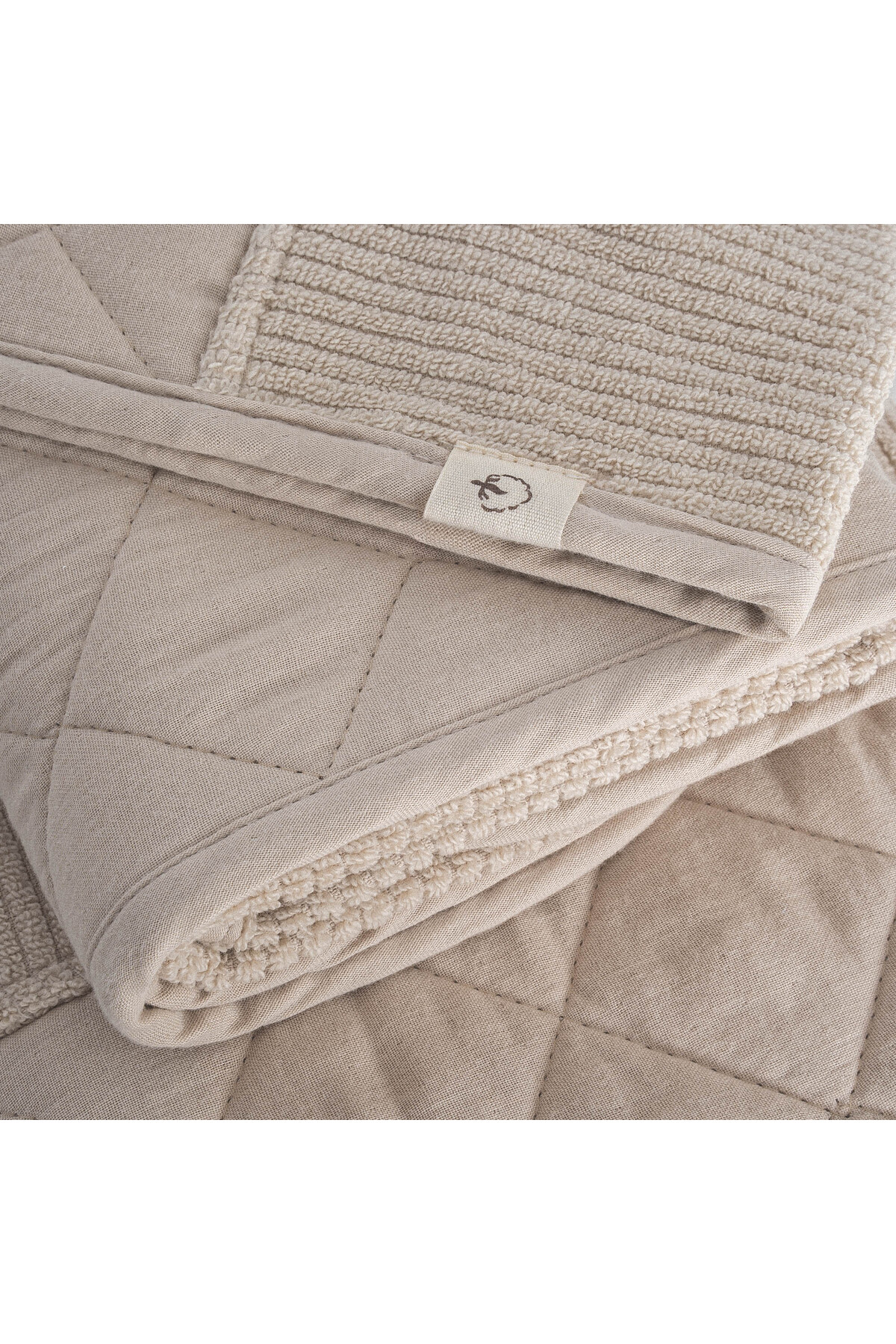 Ecocotton Hüma 3'lü Havlu Seti %100 Pamuk Kapitoneli Bej - Görsel 3