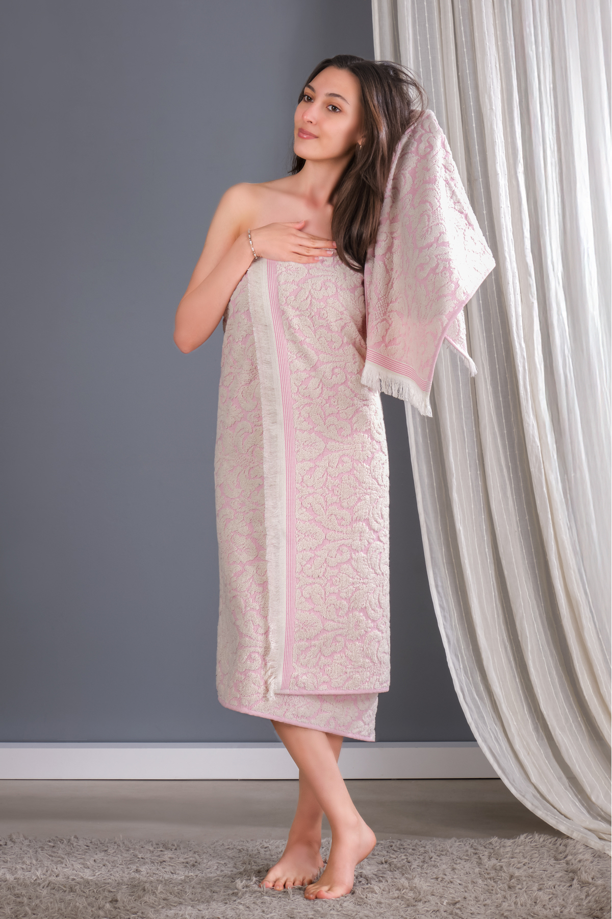 bornoz dünyası %100 pamuklu otantik 2'li havlu seti baş ve banyo havlusu