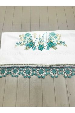 Peacock El Yapımı , El işi Güpürlü Oyalı Nakışlı Havlu 50x90 Premium Pamuklu 240gr