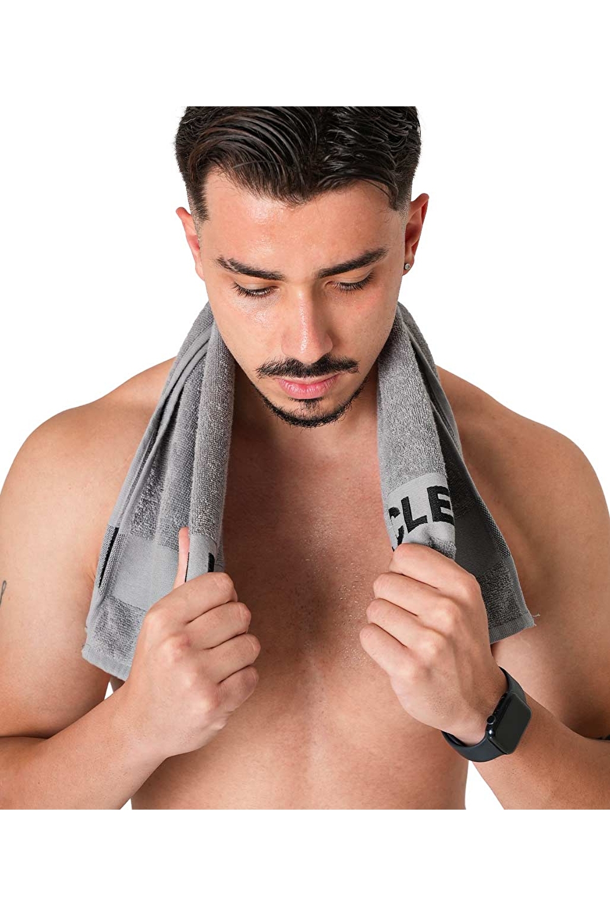 MUSCLECLOTH Spor Havlu Gri - Görsel 3