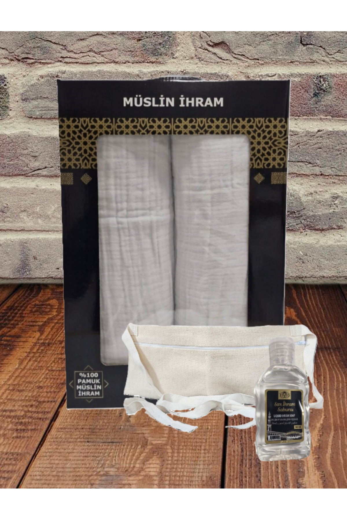 Ceviz İplik Müslin İhram Takımı 4 katlı , Hac ve Umre İbadetleri için , İhram kemeri ve İhram Sabunu Hediyeli