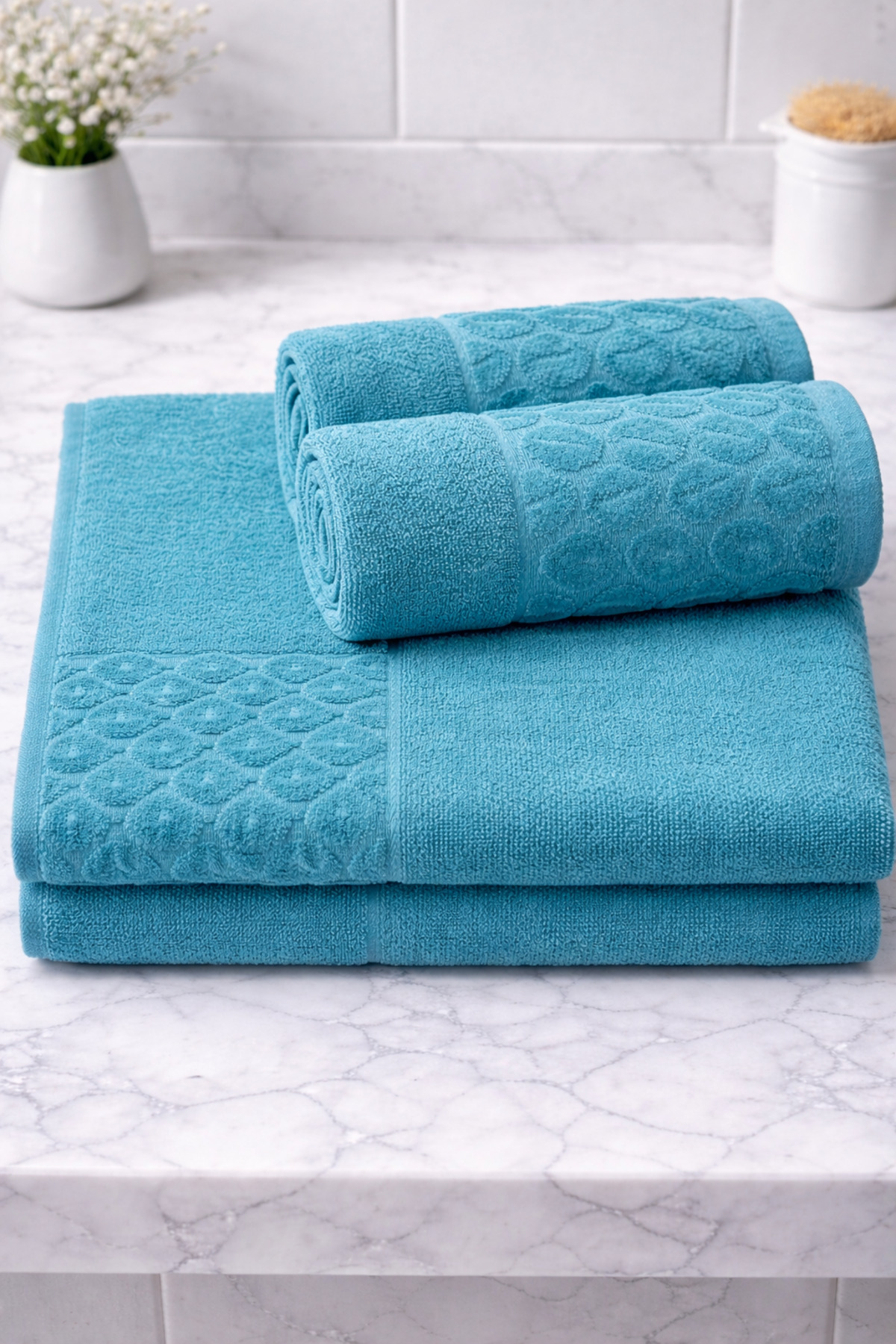 HAMRALİFE PAMUKLU 4'LÜ Banyo Havlu Seti / Yumuşak Spa /2 ad el & yüz 50 x 90/2 ad Banyo 90 x 150