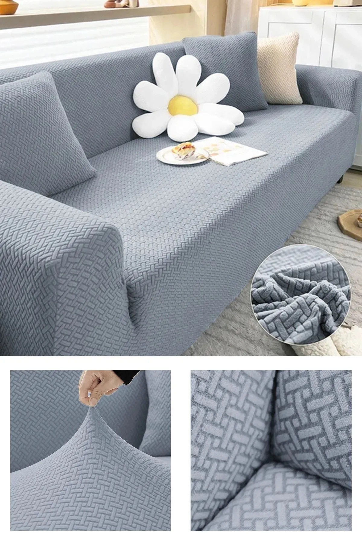 ARİFE HOME koltuk örtüsü tuğla desen koltuk kılıfı esnek yıkanabilir 3 kişilik bir adet sofa cover
