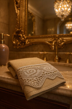 Çeyiz Bahçesi Kopanaki Dantelli Kadife Havlu