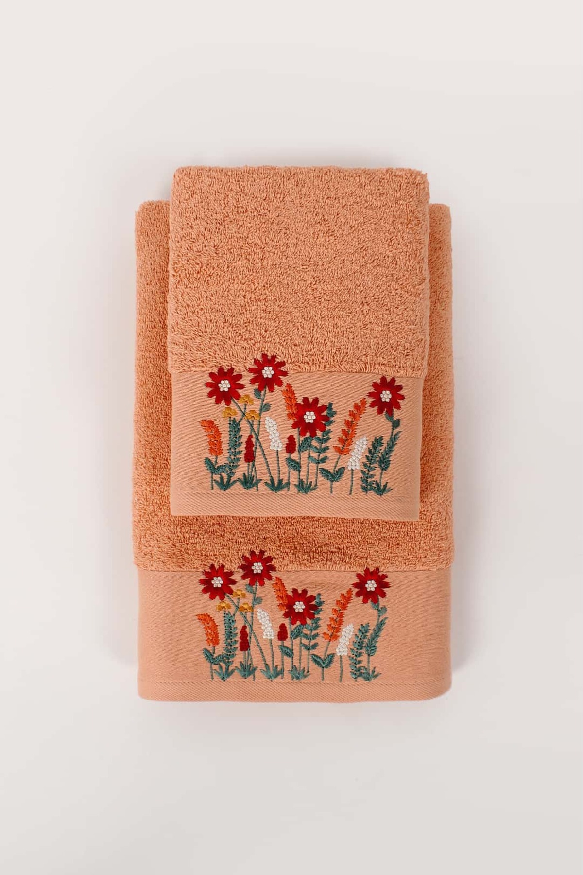 Ellia Soft Salvia %100 Pamuklu Nakışlı Lüks Havlu Seti, Yüz ve Banyo Havlusu 2/50x100+70x140 cm - Görsel 2