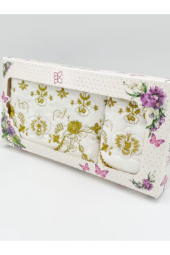 AYHANHOME 3d Çiçek İşlemeli Kutulu Çeyizlik 1 Adet 50x90 El Yüz Havlusu 1 Adet 30x50 Mutfak Havlu