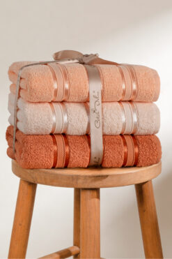 Coton Delux Pera 3'lü %100 Pamuk Havlu Seti | El, Yüz - Saç Havlusu | Çantalı, Çeyizlik, Hediyelik| 50x90 cm