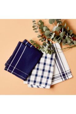 Bella Maison %100 Pamuk Liberty Kurulama Bezi Seti 3'lü Lacivert (45x65 Cm)