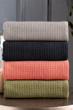 DNZGÜLCAN 4'lü Waffle Dokuma %100 Pamuk Havlu 50x90 cm | Premium, Modern, Soft, Hızlı Kuruma
