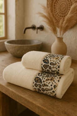 Casnack Ayla Model Baskılı 2'Li Banyo Havlu Seti