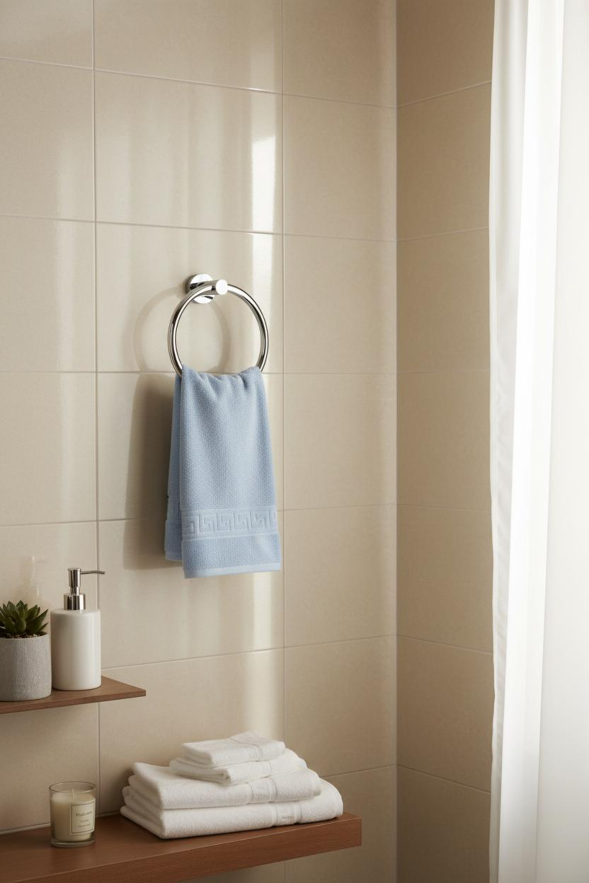 Anılsan 6'lı Mavi Greek El Havlusu - 50x90 Cm, 225 Gr, %100 Pamuk, Spa Ve Otel Havlusu - Görsel 2