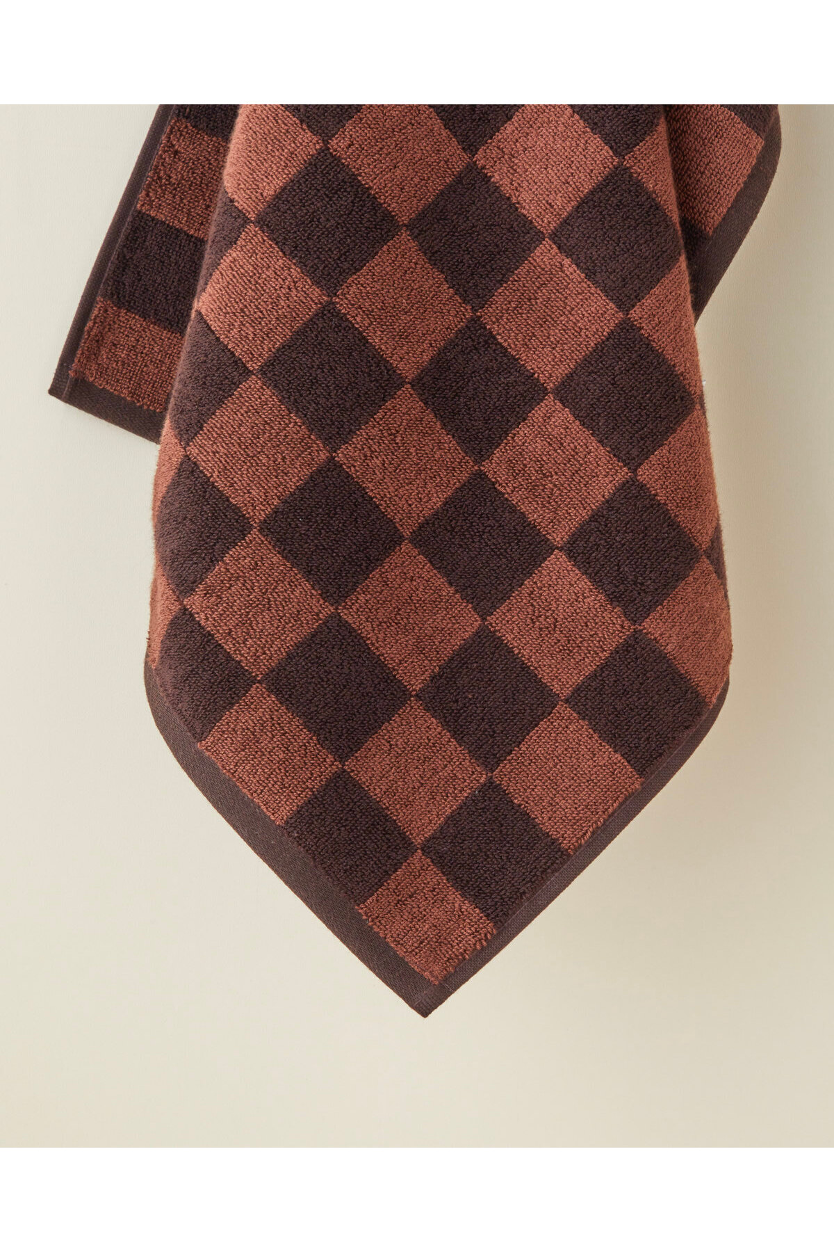 English Home Savanna Check Pamuk Yüz Havlusu 50x80 cm Kahve-Açık Kahve - Görsel 2