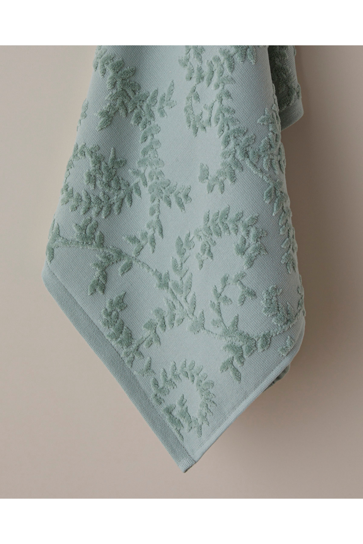 English Home Leafy Touch Pamuk Yüz Havlusu 50x80 cm Açık Yeşil - Görsel 2