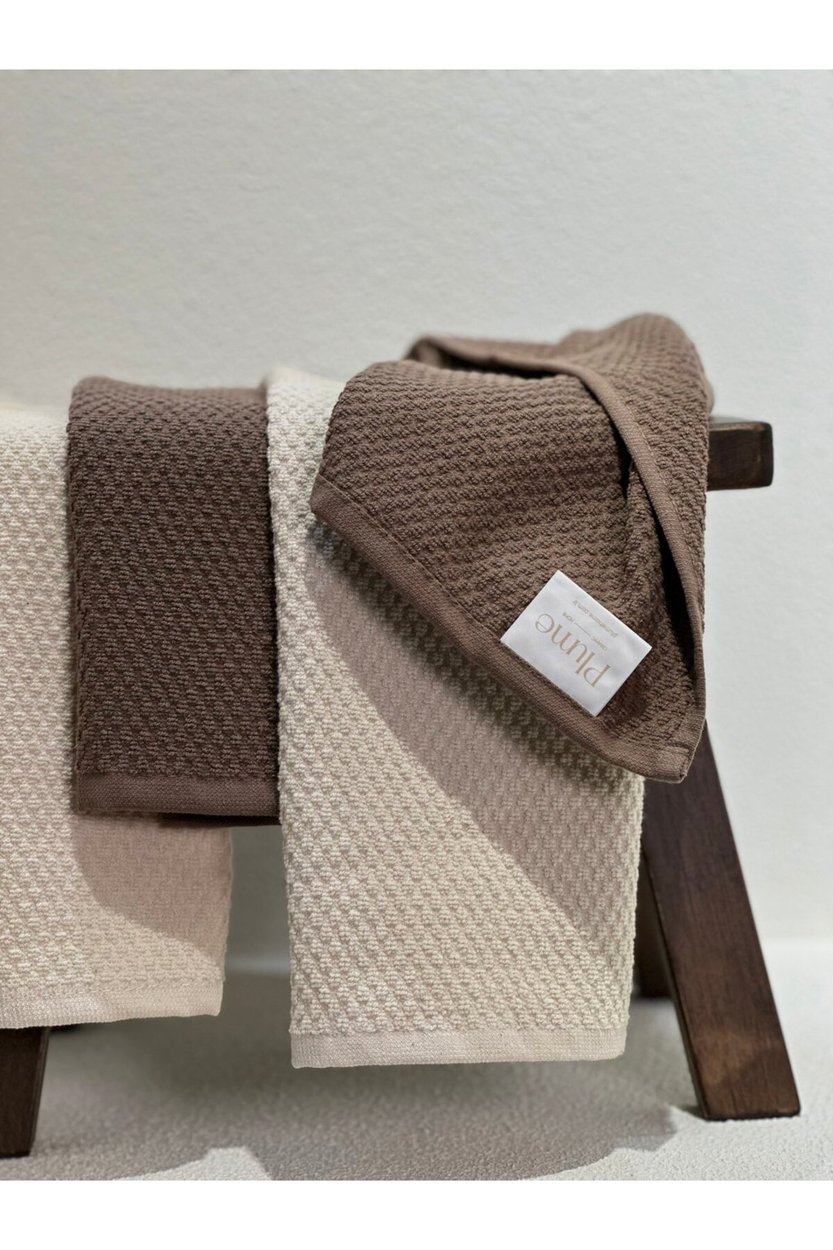 Plume Ceramic Home %100 Pamuk 2'li Premium Kahverengi El Yüz Havlu Seti 50x80cm - Görsel 2