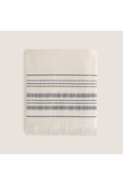 Chakra Derin Yüz Havlusu 50x90 cm Ekru/Marin Mavi