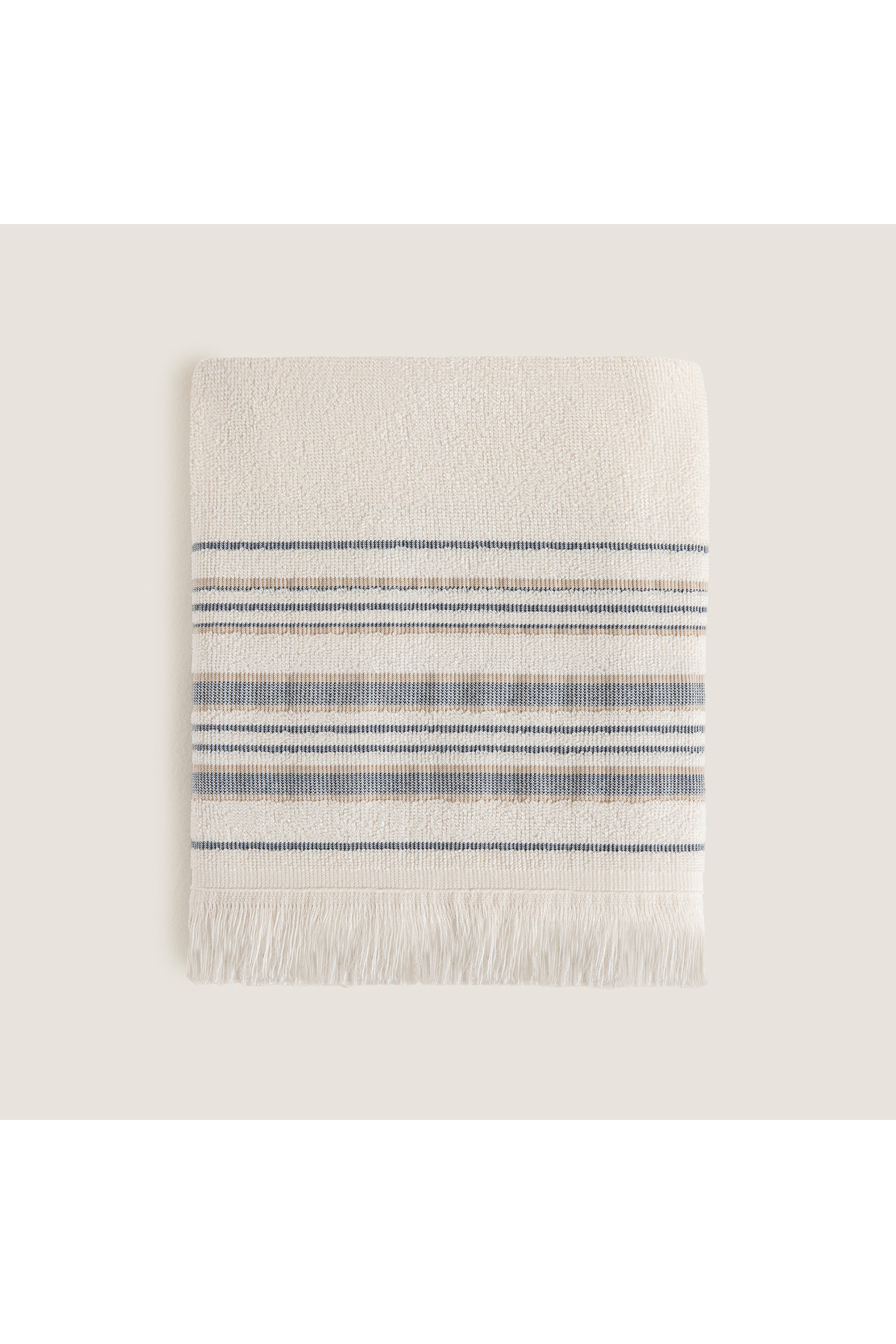 Chakra Derin Yüz Havlusu 50x90 cm Ekru/Marin Mavi