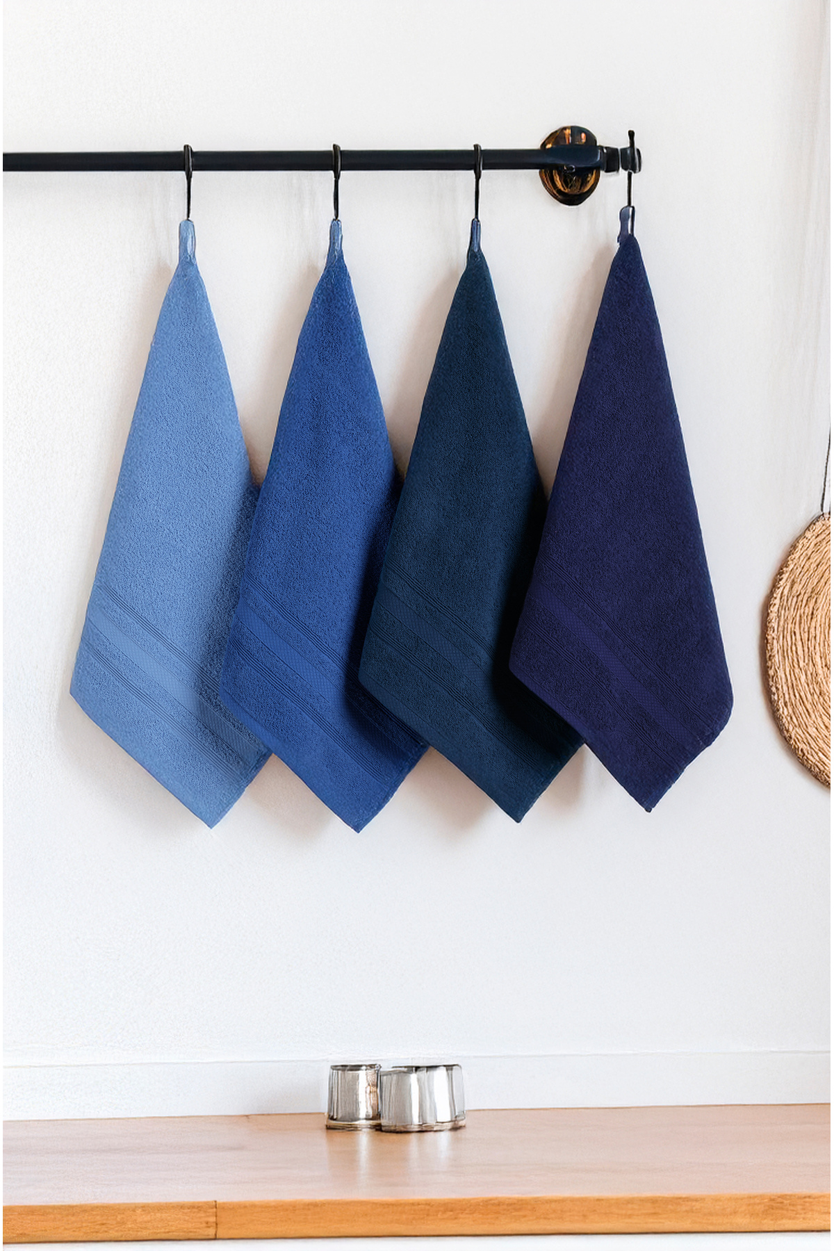 DNZGÜLCAN Ada 4'lü Havlu Seti El Havlu Yüz Havlu %100 Pamuk 30X50 cm