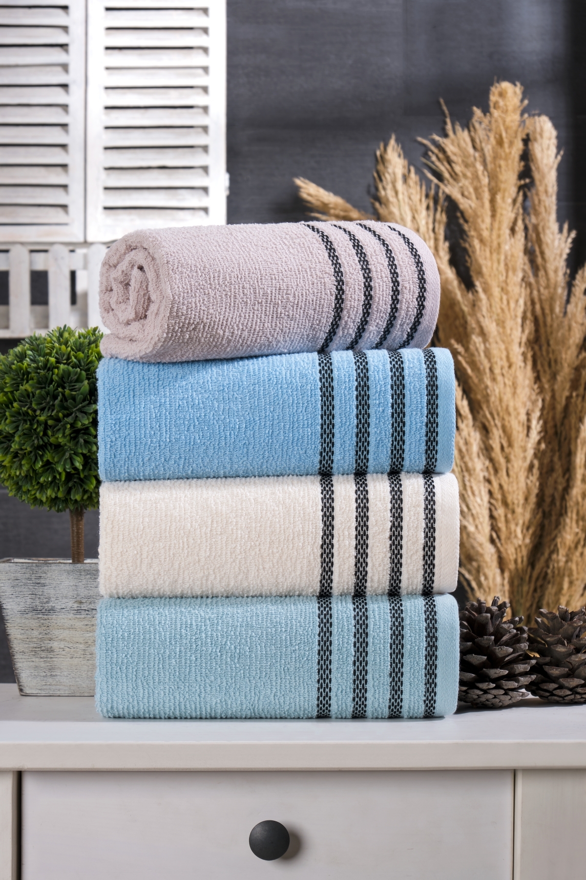 MARLA HOME Velura 4'lü El-Yüz Havlusu Seti | %100 Pamuk | 50x90 cm | Açık Renkler