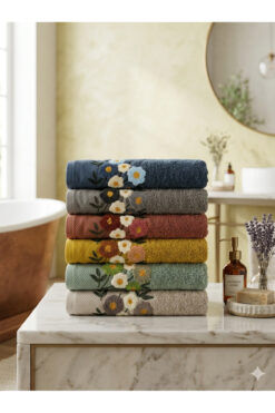 Vannes Home Renkli Punch Nakışlı % 100 Pamuk 2'Li El Yüz Havlusu 50x90 cm 2 Adet