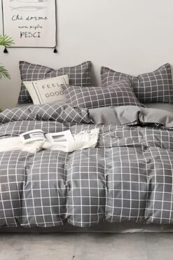 Rimo Home Çift Kişilik Çift Taraflı Nevresim Takımı Füme Kare