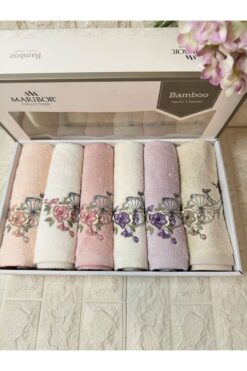 MARİBOR HOME MARGARİTA- 3d Nakışlı Bambu Havlu 6 Ad. (50X90)
