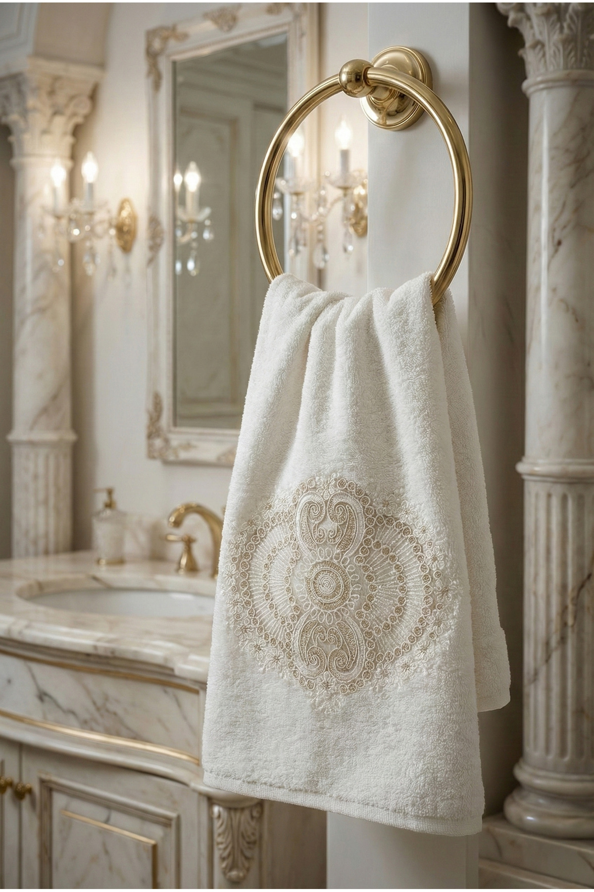 Class Bambu Dantelli El ve Yüz Havlusu 50 X 90 cm Şiraze Krem 1 Adet Tekli Kutulu 250 Gram