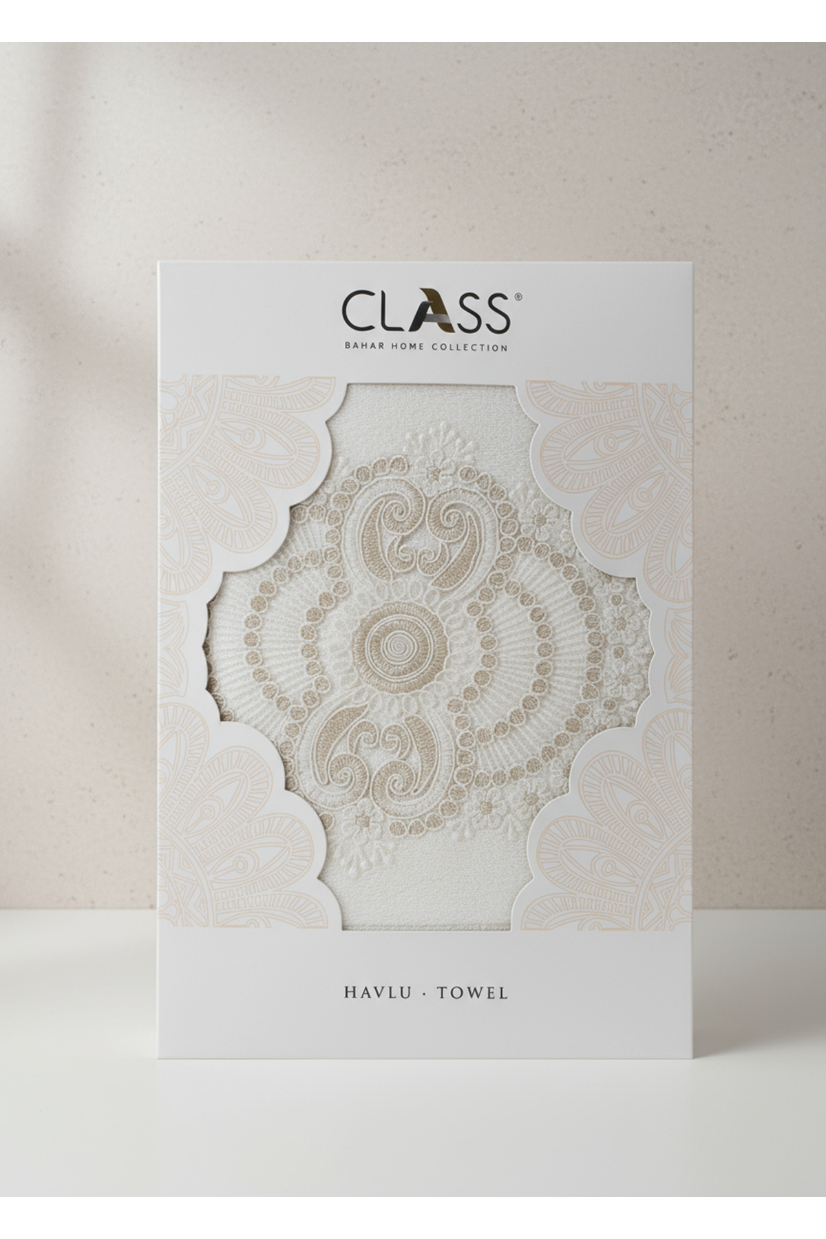 Class Bambu Dantelli El ve Yüz Havlusu 50 X 90 cm Şiraze Krem 1 Adet Tekli Kutulu 250 Gram - Görsel 3