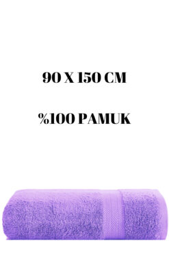 KAYABEY HOME Mor Büyük Boy Banyo Duş Vücut Havlusu % 100 Pamuk Çizgi Desenli 90 X 150 Cm 500 gram Bir Adet Tekli