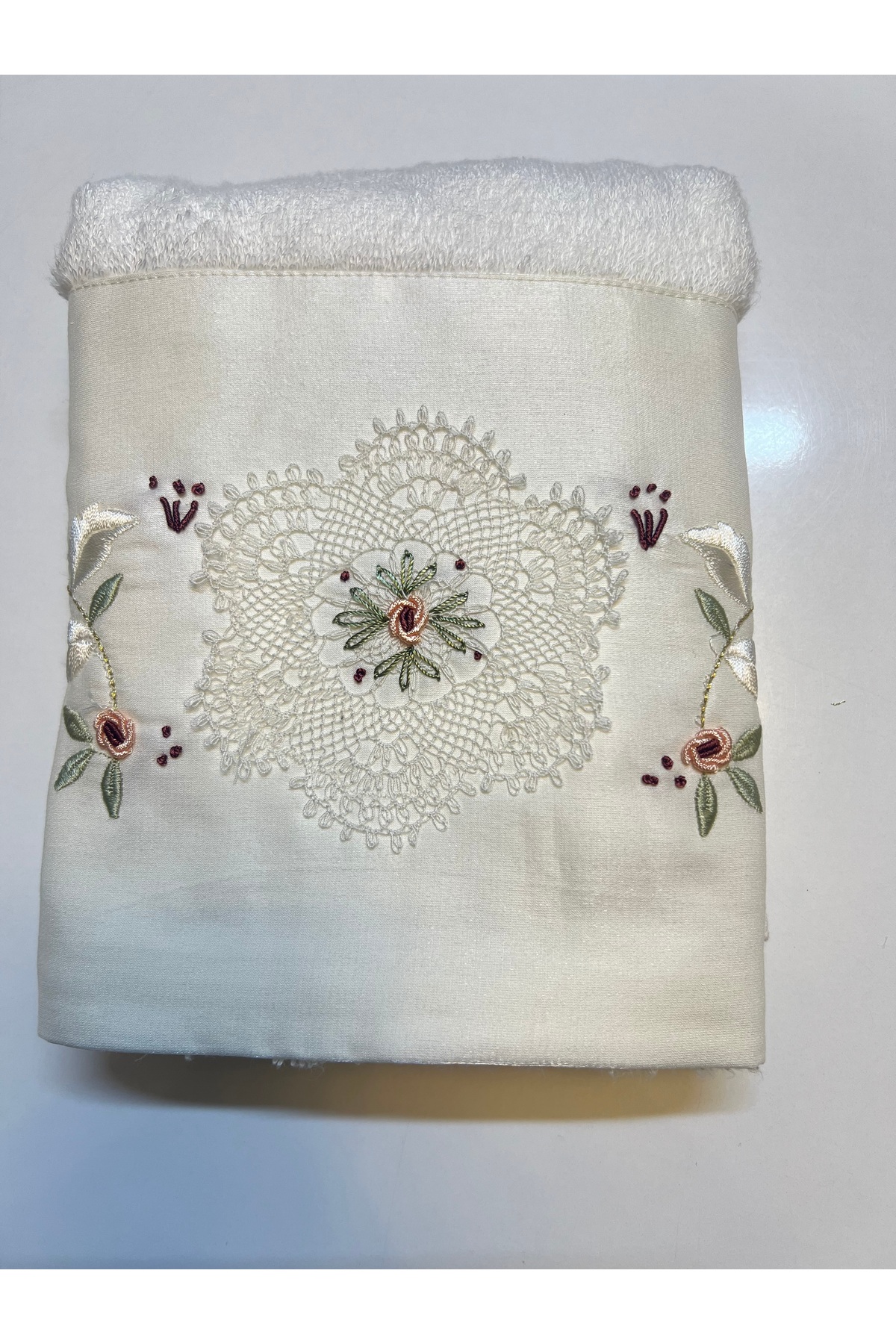 Home Karlla bambu nakışlı ve el işlemeli havlu 1 adet 50x90