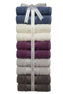 Özdilek Özdilek Blossom Havlu 10 Adet - Antrasit Gri Mürdüm Krem İndigo