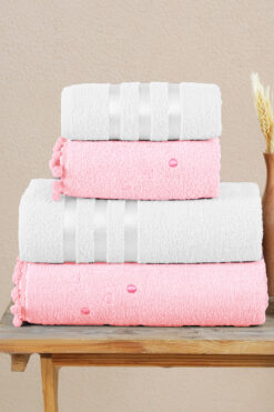 Miss Paris Home Lüks Pamuklu Kalpli Ponponlu Banyo Havlusu Seti Hamam Takımı