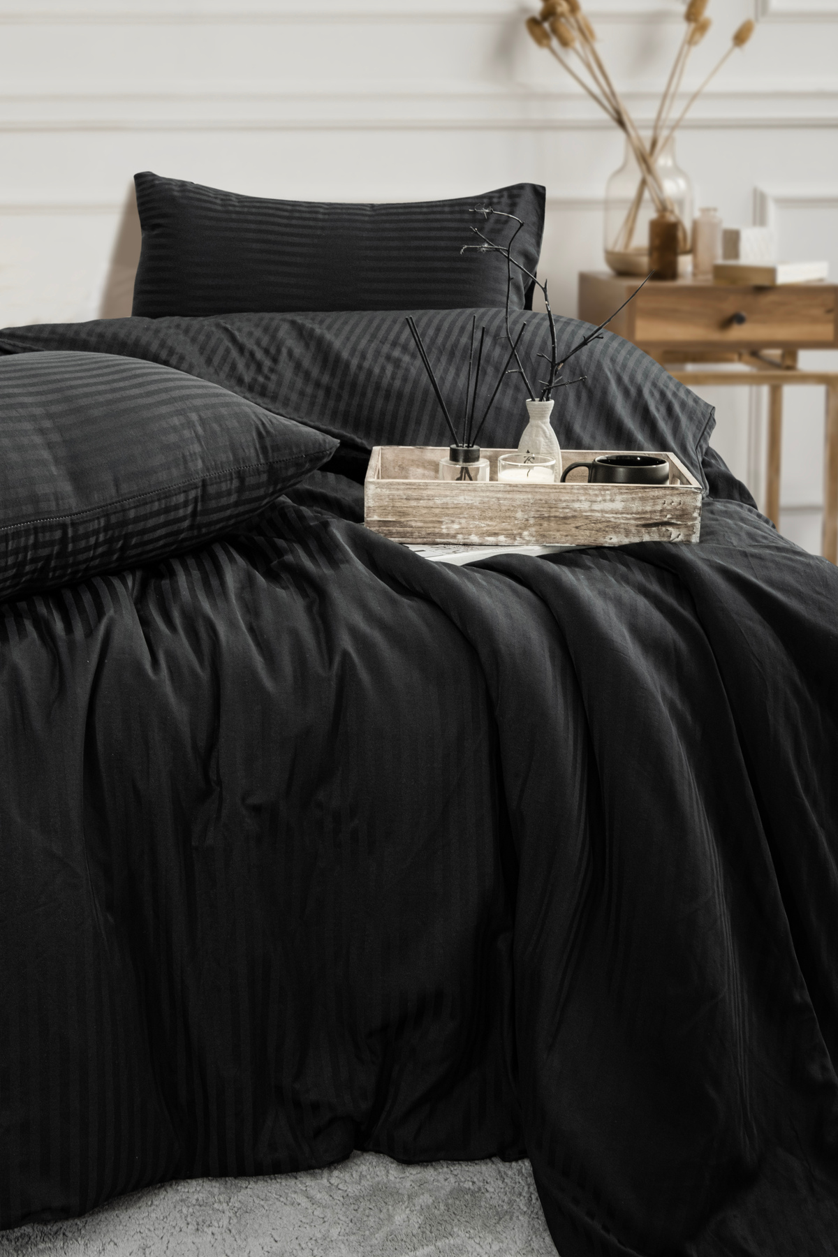 DB DANLA BALDİ Home Collection SATEN NEVRESİM TAKIMI ÇİFT KİŞİLİK LASTİKLİ ÇARŞAFLI - Görsel 2