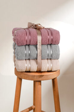 Coton Delux Pera 3'lü %100 Pamuk Havlu Seti | 30x50 cm Mutfak Havlusu | Çantalı, Çeyizlik, Hediyelik