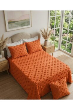 D'NISS HOME Ponpon Desenli 3 Parça Çift Kişilik Yatak Örtüsü