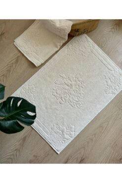 Femm Havlu Femm | 2’li Çiçek Krem Ayak Havlu Seti