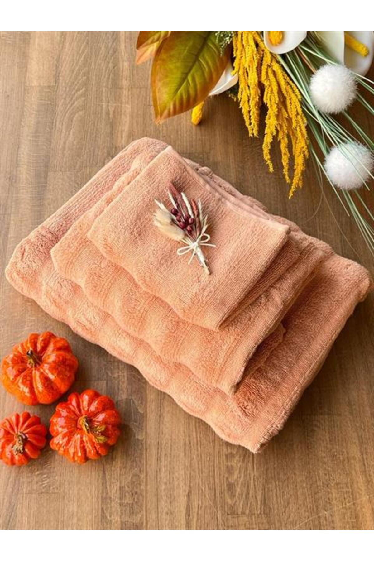 The Mia Fine Cotton Terracotta Havlu Seti 3'lü - Görsel 2