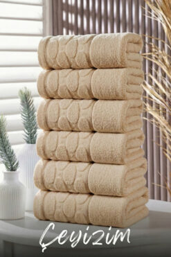 Çeyizim %100 Pamuk Desenli El & Mutfak Havlusu | Kurulama Bezi | 6 Adet 30x50 cm | Yumuşak & Emici