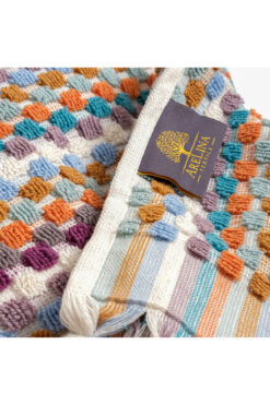 OYT TEKSTİL Arelina Textıle 90x180 Cm Ölçülü %100 Pamuk Renkli Saçaklı Dökümlü Bubble Desen Banyo Havlusu