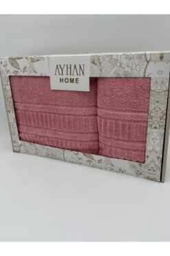 AYHANHOME 2'li Jakarlı Kutulu Banyo Havlu Hamam Takımı 1 Adet 90x150, 1 Adet 50x90