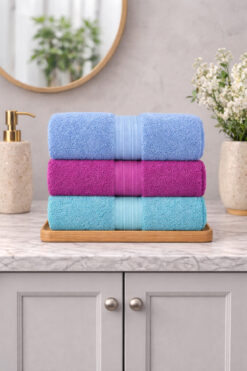 Cotton 3'lü %100 Pamuklu Havlu Seti Çavuş Bordür 50x90 El ve Yüz Havlusu