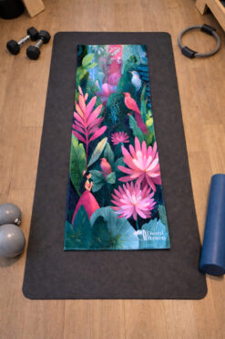 DEMİ BRAVO Özel Tasarım Cepli Pamuk Spor Havlusu - Pembe Çiçekler