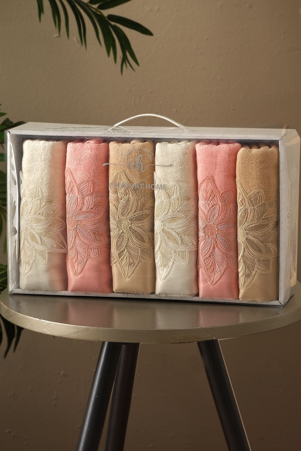 Comfort Home Athen Kutulu 6'lı El ve Yüz Havlu Seti | Baş Havlusu | 50x90 Cm | %100 Pamuk