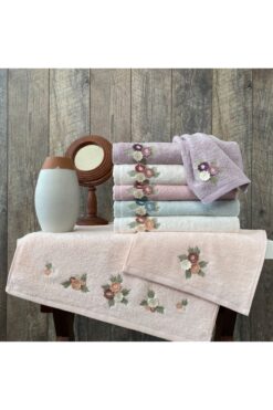 MARİBOR HOME Buket - 3d Nakışlı Bambu Havlu 6 Ad. (50X90)