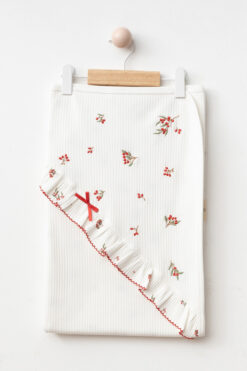 BABYLİM Kız Bebek Nakışlı Kokina Çiçeği Çift Katlı %100 Pamuk Battaniye 85x90 cm