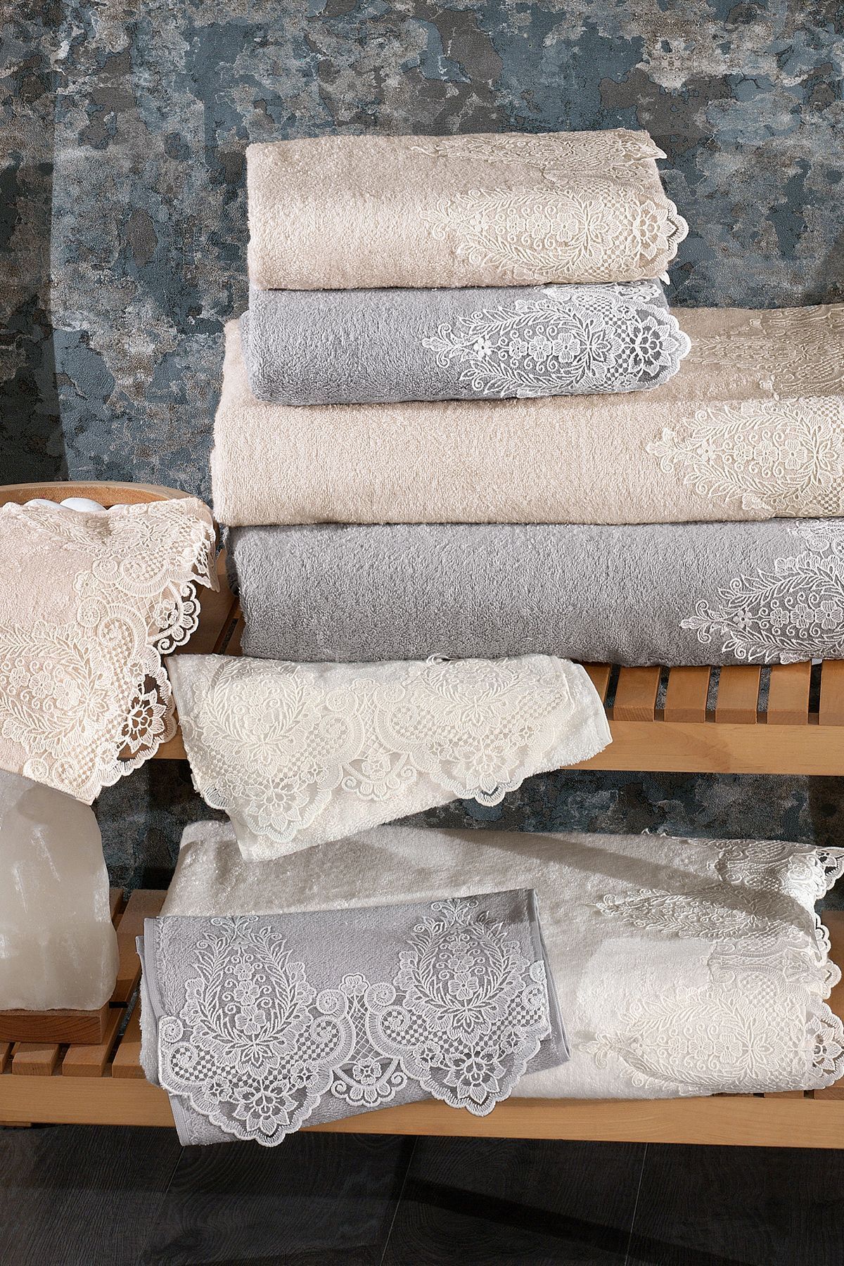 Nazik Home Marry Dantelli Vücut Havlusu (90 x 150 cm) - Görsel 2